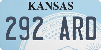 KS license plate 292ARD