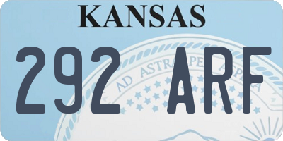 KS license plate 292ARF
