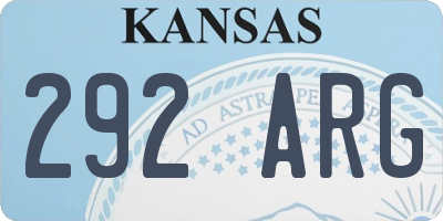 KS license plate 292ARG