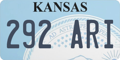 KS license plate 292ARI