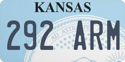 KS license plate 292ARM