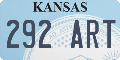 KS license plate 292ART