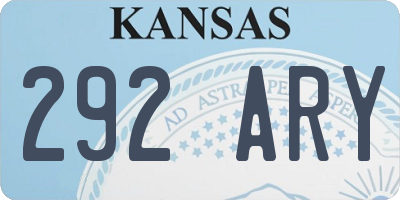 KS license plate 292ARY