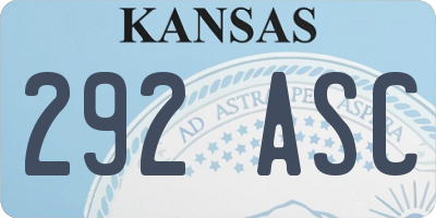 KS license plate 292ASC