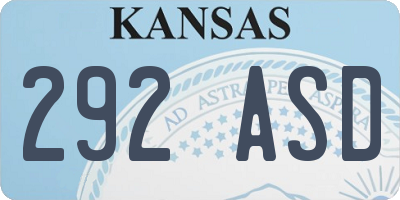 KS license plate 292ASD