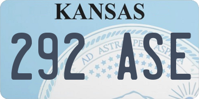 KS license plate 292ASE