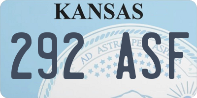 KS license plate 292ASF