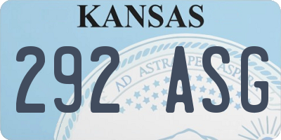 KS license plate 292ASG