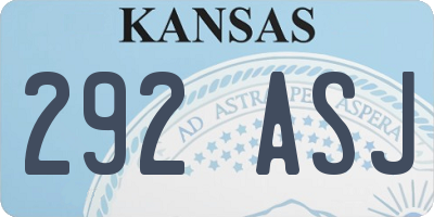 KS license plate 292ASJ
