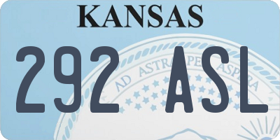 KS license plate 292ASL