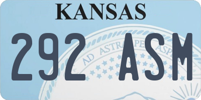 KS license plate 292ASM