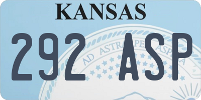 KS license plate 292ASP