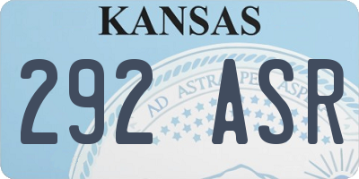KS license plate 292ASR