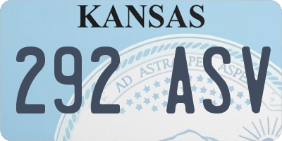KS license plate 292ASV