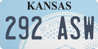 KS license plate 292ASW
