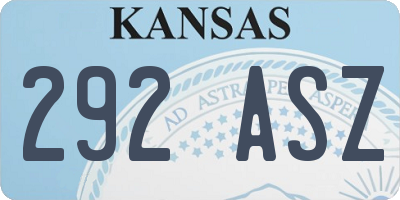 KS license plate 292ASZ