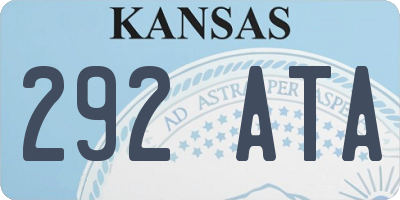 KS license plate 292ATA