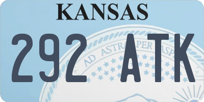 KS license plate 292ATK