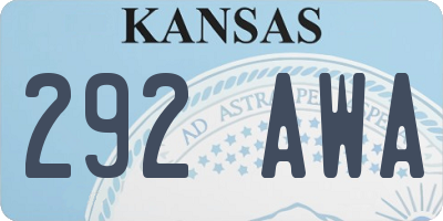 KS license plate 292AWA