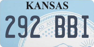 KS license plate 292BBI