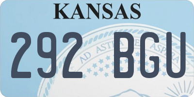KS license plate 292BGU