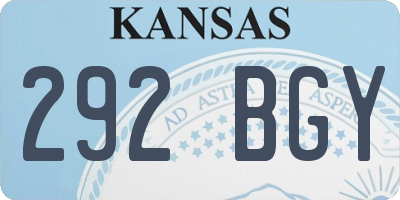 KS license plate 292BGY