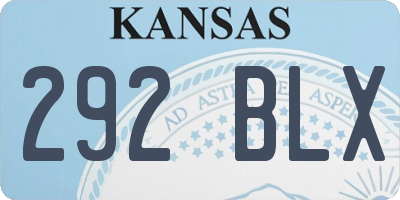 KS license plate 292BLX