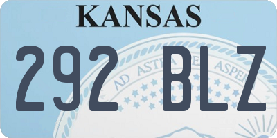 KS license plate 292BLZ