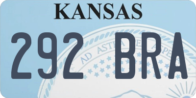 KS license plate 292BRA