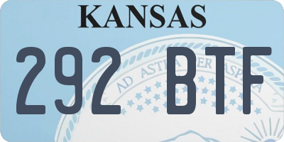 KS license plate 292BTF