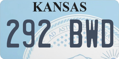 KS license plate 292BWD