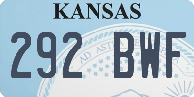 KS license plate 292BWF