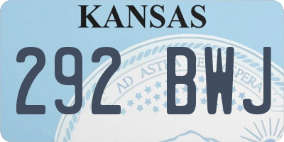 KS license plate 292BWJ