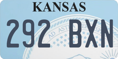 KS license plate 292BXN