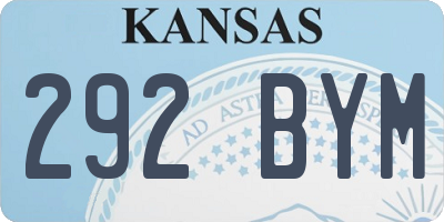 KS license plate 292BYM