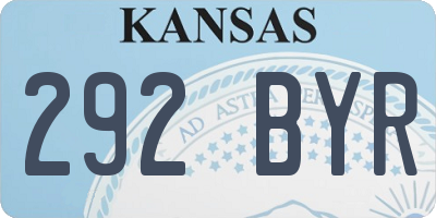 KS license plate 292BYR