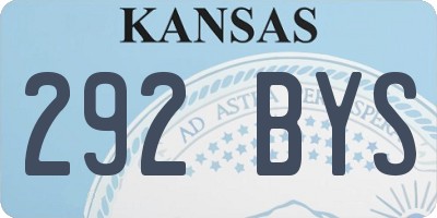 KS license plate 292BYS