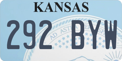 KS license plate 292BYW