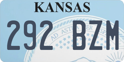 KS license plate 292BZM