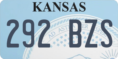 KS license plate 292BZS