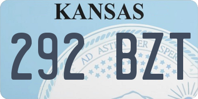 KS license plate 292BZT