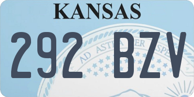 KS license plate 292BZV