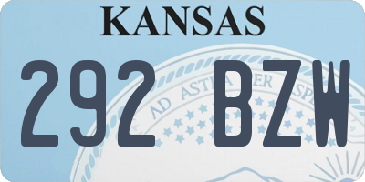 KS license plate 292BZW