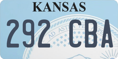 KS license plate 292CBA