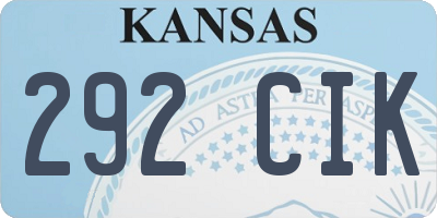 KS license plate 292CIK