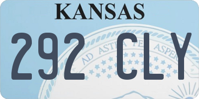 KS license plate 292CLY