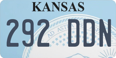 KS license plate 292DDN