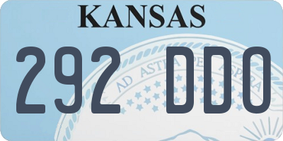 KS license plate 292DDO