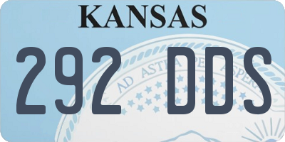 KS license plate 292DDS