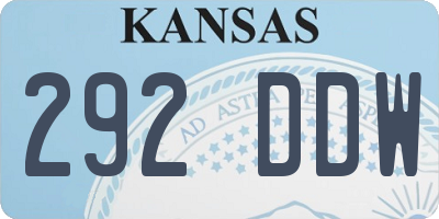 KS license plate 292DDW